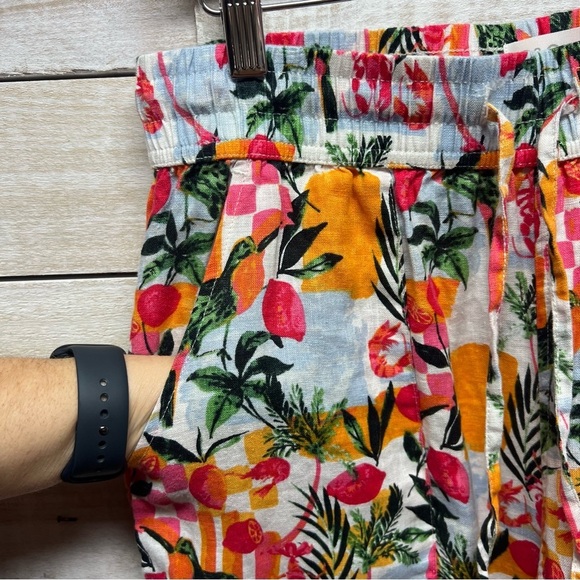 C&C‎ California Linen Pants Womens Med Floral Pull On Wide Leg Pockets - Picture 4 of 10